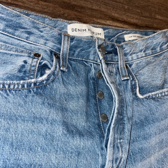 Denim Forum Blue Straight Leg Jeans with Cropped Finish - Picture 4 of 8